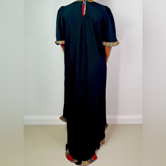 Black Dashiki Detail Maxi Ruffle Sleeve Dress - Picture 6 of 8